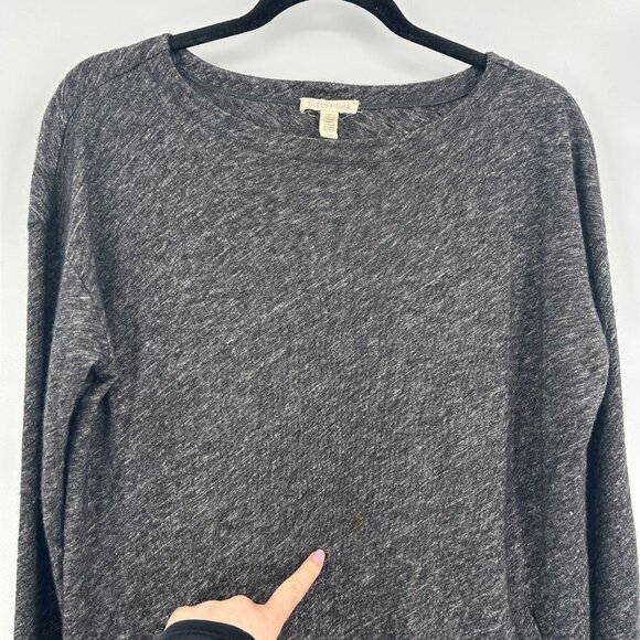 EILEEN FISHER *FLAWED* Heather Gray Organic Cotton Virgin Wool Shirt Dress Small - Picture 6 of 7